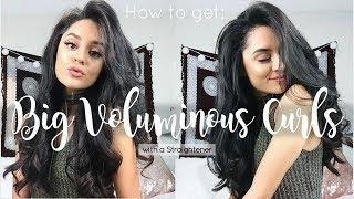 HOW TO GET BIG VOLUMINOUS CURLS WITH A STRAIGHTENER | Simply Stephanie