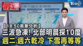 【18:50氣象分析】三波急凍! 北部明晨探10度 週二.週六乾冷 下雪再等等｜氣象主播 吳軒彤｜TVBS新聞 @TVBSNEWS01