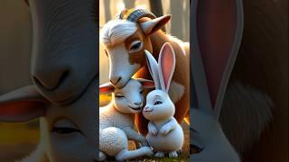 The rabbit helped the goat | Cartoon | Rabbit | Goat |#shorts #animation #ai #shortvideo #ytshorts