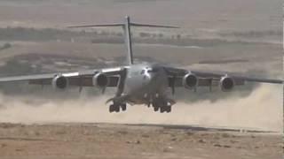 C17 Landing on dirt runway