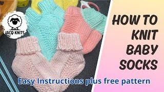 Knitted Baby Socks: Simple instructions to knit this entire sock baby size.