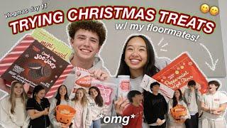 TRYING CHRISTMAS TREATS W/ MY FLOORMATES | Vlogmas Day 11