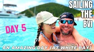 White Bay and the Soggy Dollar Bar on Jost Van Dyke. BVI charter day 5!