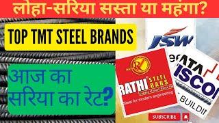 लोहा सरिया सस्ता या महंगा? Top Tmt Steel Brands⏬ आज का सरिया का रेट ? Tata Steel Rate