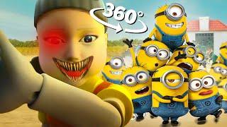 Minions in SQUID GAME | 360° VR | 8K | Red Light Green Light Game |