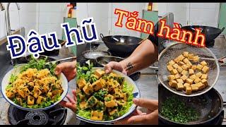 Hướng dẫn cách làm món đậu hũ tắm hành, chà bông. Ăn rất ngon.chi phí rẻ tiền