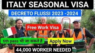 How To Apply Italy  Seasonal visa | Italy Decreto Flussi 2023 | 44,000 Jobs