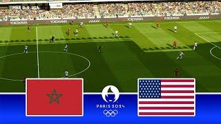 Morocco vs USA - Paris Olympics 2024 - Full Match All Goals | Realistic PES Gameplay