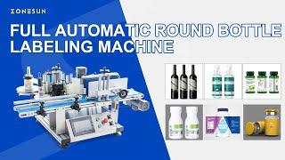 ZONESUN ZS-TB150 Automatic Round Bottle Labeling Machine For Normal Transparent Label