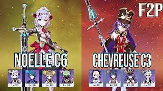 F2P 4 Star characters & Weapons Noelle & Chevreuse Spiral Abyss FLoor 12 Genshin Impact