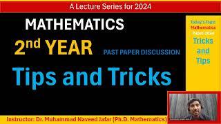 2nd Year Mathematics Paper 2024 Tips and Tricks by Dr  M  Naveed Jafar