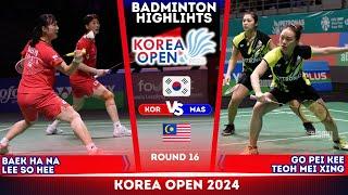 Baek / Lee (KOR) vs Go / Teoh (MAS) | Korea Open 2024 Badminton