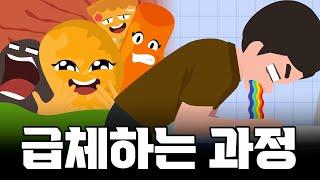 오늘 뭐 먹었는지 직접 확인을 해보았다. 급체하는 과정 [건강만화]