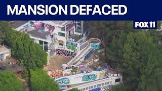 Hollywood Hills mansion completely covered with graffiti