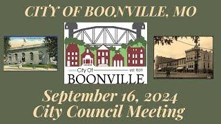 City Of Boonville, Missouri Council Meeting on September 16, 2024 at 7:00 pm