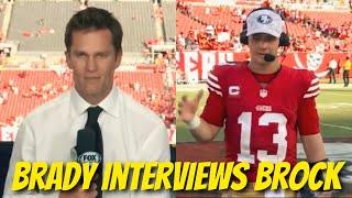 Tom Brady talks to 49ers Brock Purdy to get his thoughts on win vs Bucs