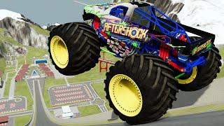 Aftershock ThunderROARus and Grave Digger Monster Jam Epic High Speed Jumps | BeamNG.Drive