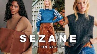 Sezane Try-On Haul Fall Collection - Clarine Skirt, Gabin Bag, Gustave Jumper, Wide Leg Trousers