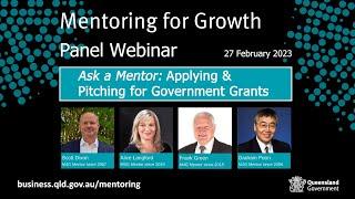 Mentoring for Growth - Ask A Mentor: Applying & Pitching for Government Grants