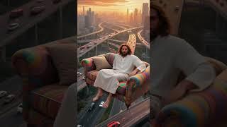 Jesus rests above the road, walking between passing cars#vfx #shorts #faith #amen #heaven #godisgood