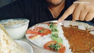 Rajma Chawal Mukbang with Boondi Raita Punjabi Papad Salad Green Chutney