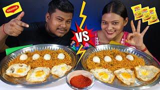 Biggest Thali Spicy Maggi Eating Challenge With Sunny Side Up Eggs Eating | Food Challenge