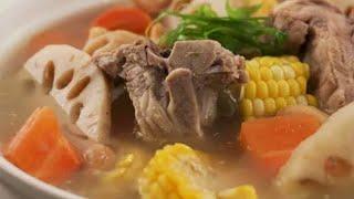 HOW TO MAKE LOTUS ROOT SOUP WITH CORN AND CARROT | Chinese Soup Recipe