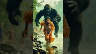 Chick Saves Baby and Mother from Gorilla #youtubeshorts #shorts #chicken #gorilla #baby