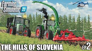 Harvesting SILAGE on STEEP HILL w/ TWO FENTD 926 | The Hills of Slovenia |Farming Simulator 22 Ep2