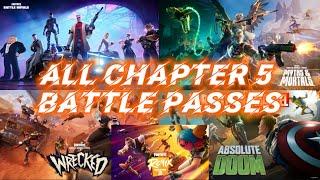 All Fortnite Chapter 5 Battle Passes Showcase *Seasons 1-4* (skins, BackBlings, Kicks, and more)