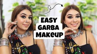 *Sweat Proof* Easy Garba Makeup Look | Step By Step Tutorial | Smokey Eye in 2 Mins | Dilli ki Ladki