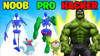 NOOB vs PRO vs HACKER -Superhero pick 3D Gameplay ||Oggy and Jack||