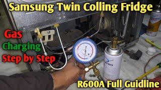 Samsung Twin Colling Double Door Fridge Gas Charging 600a| How to 600A Gas Charging in hindi #gas