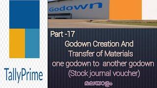 Godown Creation And Transfer of materials One godown to another godown In Tally prime Malayalam..!