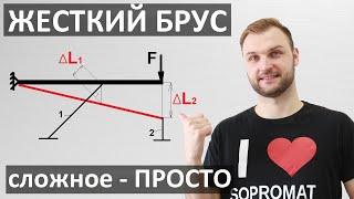 Расчёт стержневой системы. Жесткий брус. Растяжение. Сопромат