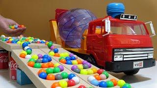 Marble Run Race  HABA Slope & Truck, Retro Nippon Express Container Truck, Retro Mixer Truck #48