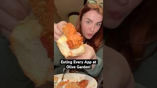 Eating every single appetizer at Olive Garden! #foodie #olivegarden #eating #shorts #breadsticks