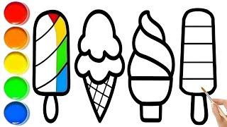 Drawing and Painting Ideas  | Rainbow Ice cream Drawing for Little Artists 