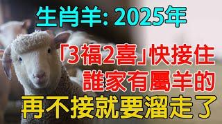 生肖羊：2025年 誰家有屬羊的「3福2喜」快接住！ 再不接就要溜走了!【佛語】#運勢 #風水 #佛教 #生肖 #佛語