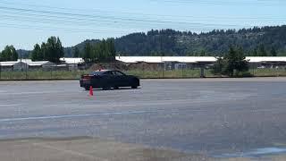 Camaro ZL1 wet skid pad drift attempts