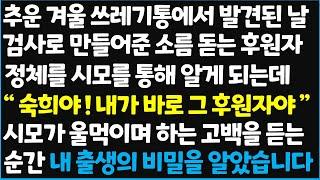 (신청사연) 추운 겨울 쓰레기통에서 발견된 날 검사로 만들어준 소름 돋는 후원자 정체를 시모를 통해 알게 되는데 " 숙희야! 내가 바로 후원자야"[신청사연][사이다썰][사연라디오]