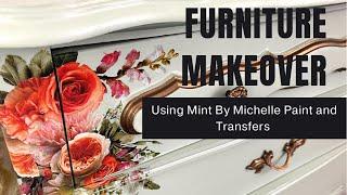 Trash to Treasure Furniture Makeover Using Mint by Michelle Paint and Transfers