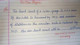 The least count of a screw gauge is 0.01 mm if the pitch is..... | jee main 2025 physics solution