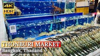 [BANGKOK] Thonburi Market Place "Seafood Heaven & Fresh Market Altogether" | Thailand [4K HDR Walk]