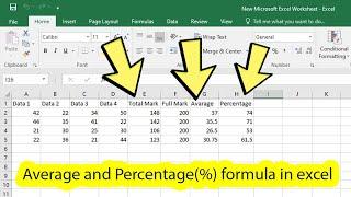 Average and percentage formula in excel