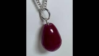 Tear Drop Silver Pear Shaped red Jade Necklace Pendant