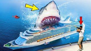 BIGGEST Megalodon Attack AND Destroys LOS SANTOS In GTA 5 - LARGEST Shark