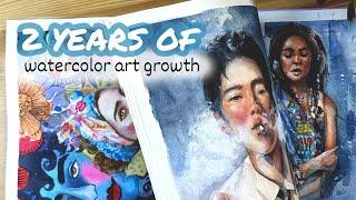 Sketchbook Tour 2022 to 2024 | My Growth in Watercolor Art