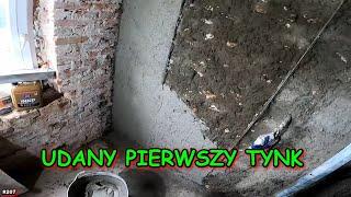 TYNKOWANIE PIERWSZEJ ŚCIANY,  REMONT STAREGO DOMU, VLOG, BUDOWA #207