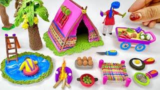 DIY How to Make Polymer Clay Miniature House, Kitchen set, Swimming pool, Doll | clay vegetable| diy